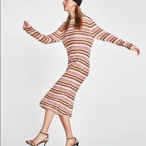 Zara Long Knit Striped dress